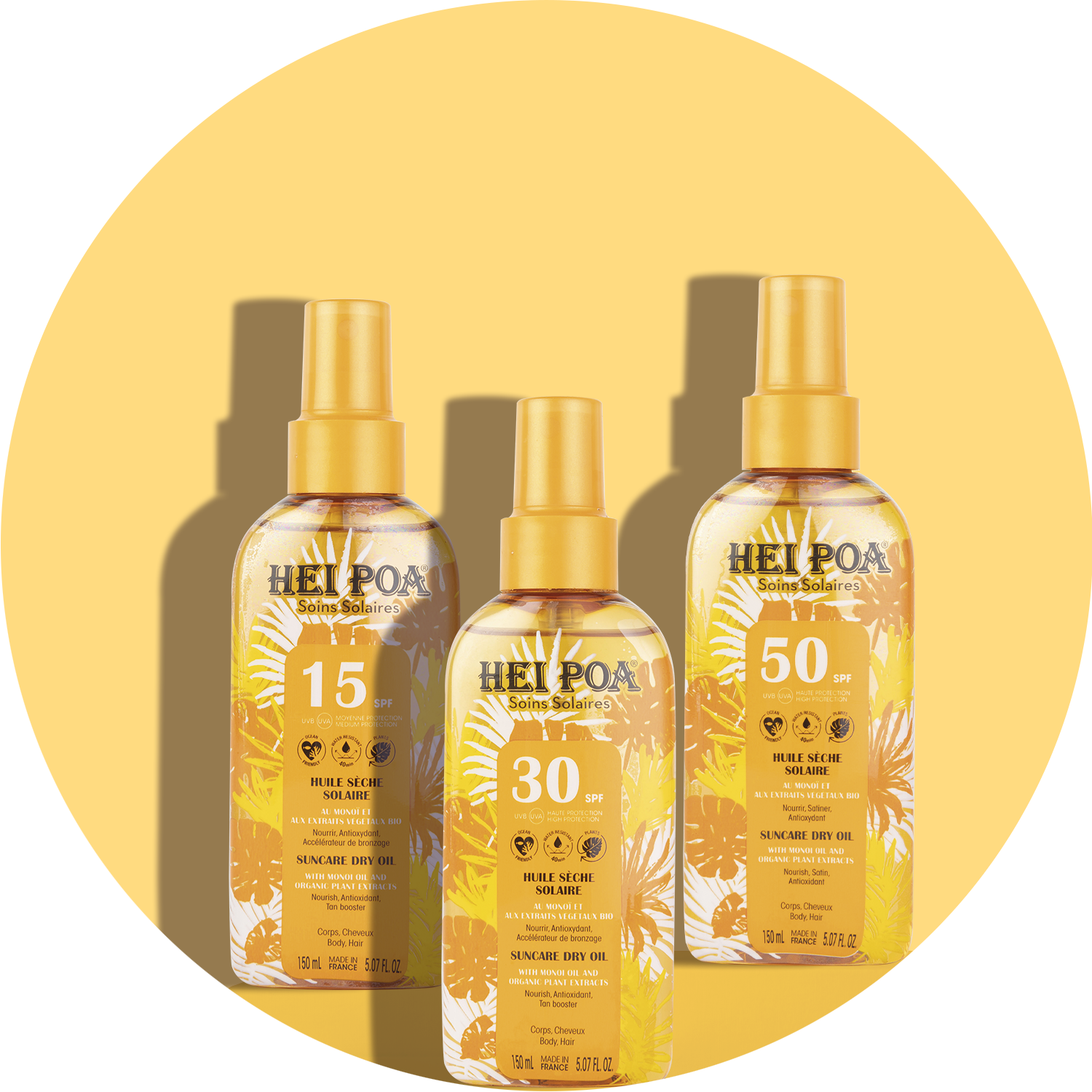 Huile sèche au monoï SPF 50 Hei Poa Laboratoires Bioligo